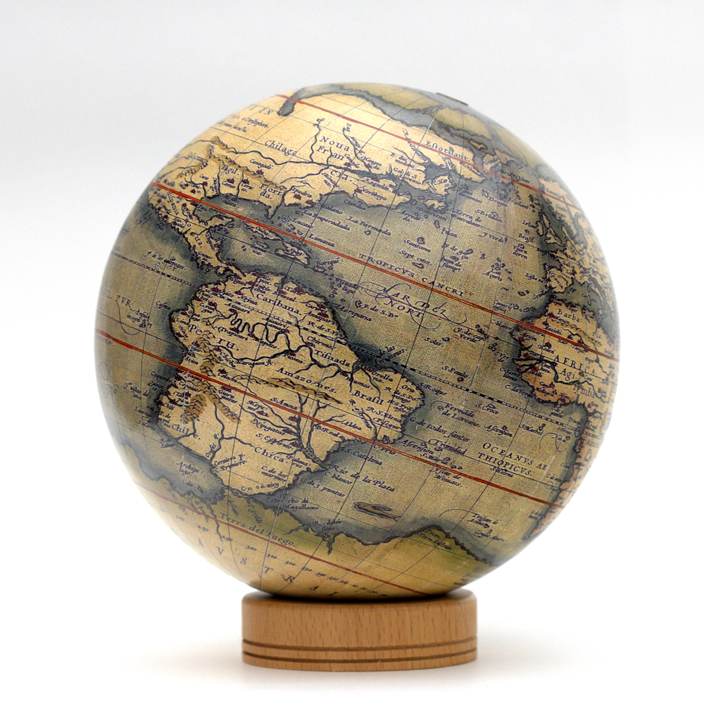 Ortelius, globe, globes, desktop globe, vintage globe, vintage map, historical globe, world globe, earth globe, terrestrial globe, handmade globe, 8" globe, 6" globe